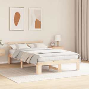 Rám postele s čelo Přírodní 120 x 200 cm Masivní borové dřevo - obrázek 3