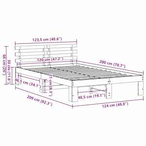 Rám postele s čelo Bílá 120 x 200 cm Masivní borové dřevo - obrázek 10