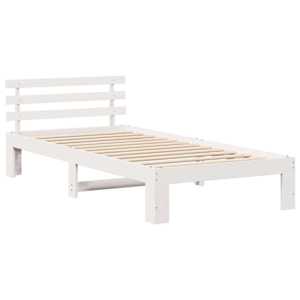 Rám postele s čelo Bílá 80 x 200 cm Masivní borové dřevo - obrázek 4