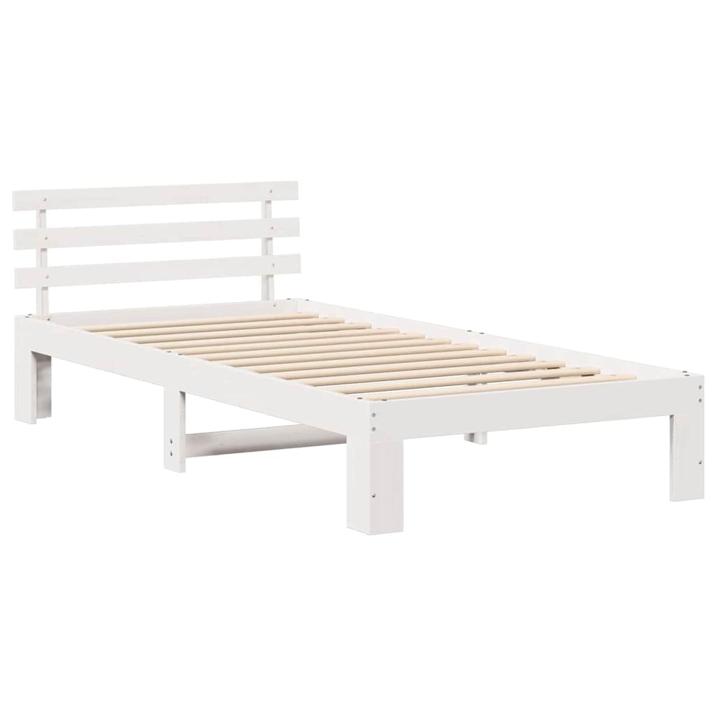 Fehér Fa Ágykeret Fehér Fa 75 x 190 cm Egyszerű Fehér Ágykeret 
