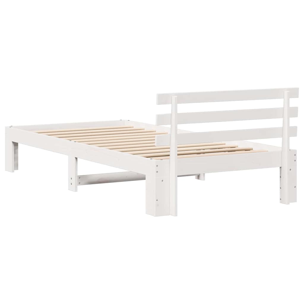 Fehér Fa Ágykeret Fehér Fa 75 x 190 cm Egyszerű Fehér Ágykeret 