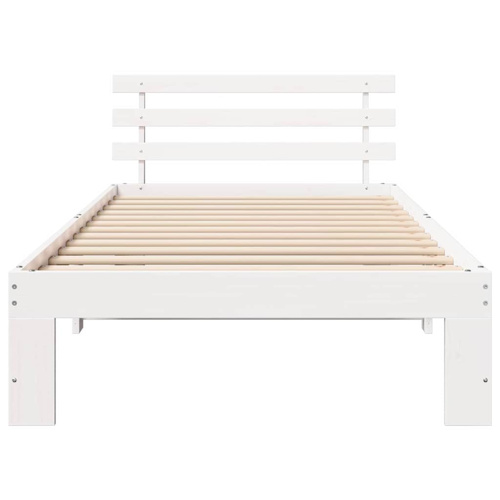 Fehér Fa Ágykeret Fehér Fa 75 x 190 cm Egyszerű Fehér Ágykeret 