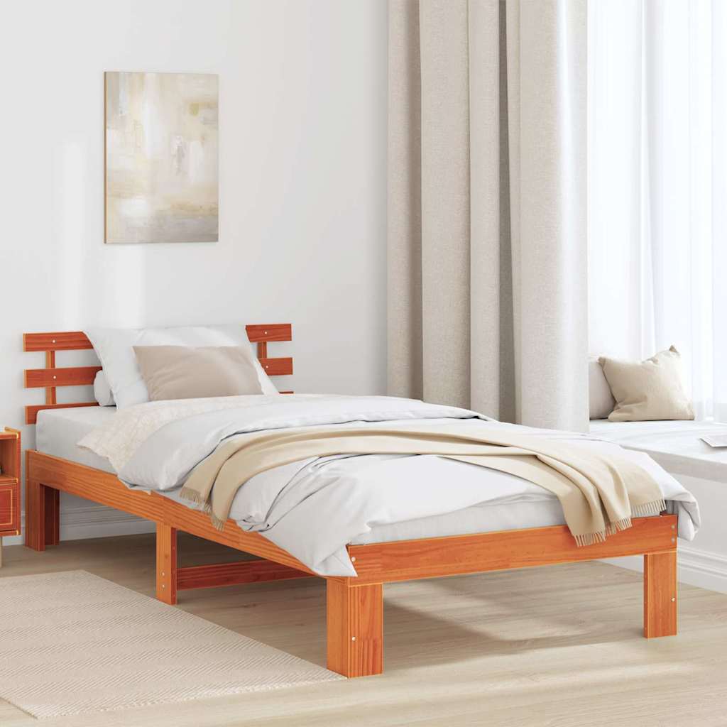 männipuidust voodiraam Vahatatud pruun Tihe männipuit 75 x 190 cm