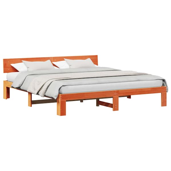 vidaXL Voodi raam peaga Vahapruun 200 x 200 cm Tahke m&auml;nd