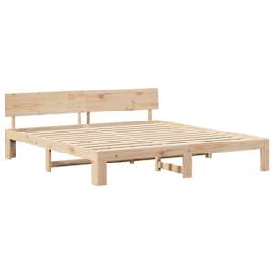 Rám postele s čelo Přírodní 180 x 200 cm Masivní borové dřevo - obrázek 2
