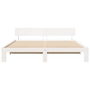 Rám postele s čelo Bílá 180 x 200 cm Masivní borové dřevo - obrázek 4