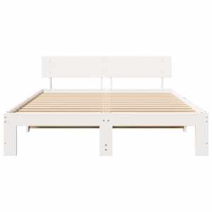 Rám postele s čelo Bílá 160 x 200 cm Masivní borové dřevo - obrázek 5