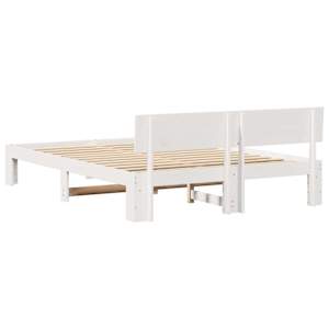 Rám postele s čelo Bílá 150 x 200 cm Masivní borové dřevo - obrázek 7