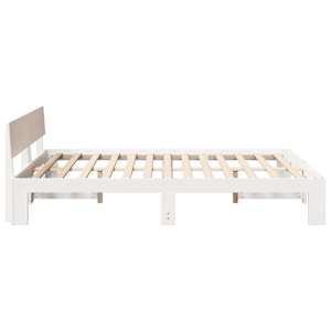 Rám postele s čelo Bílá 150 x 200 cm Masivní borové dřevo - obrázek 6