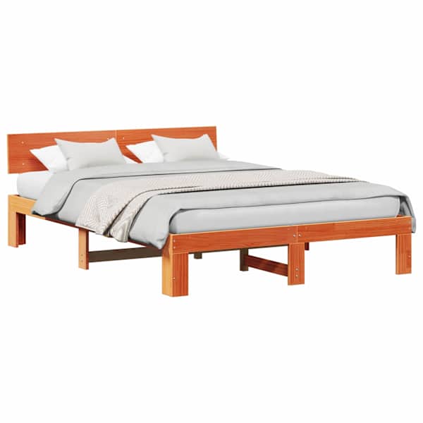 vidaXL Voodi raam peaga Vahapruun 150 x 200 cm Tahke m&auml;nd