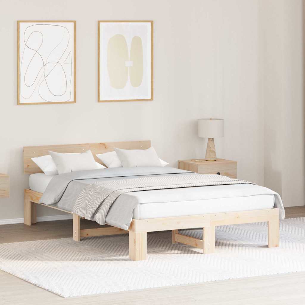 Voodiraam Peatoega 135x190 cm Soliidne Männipuit