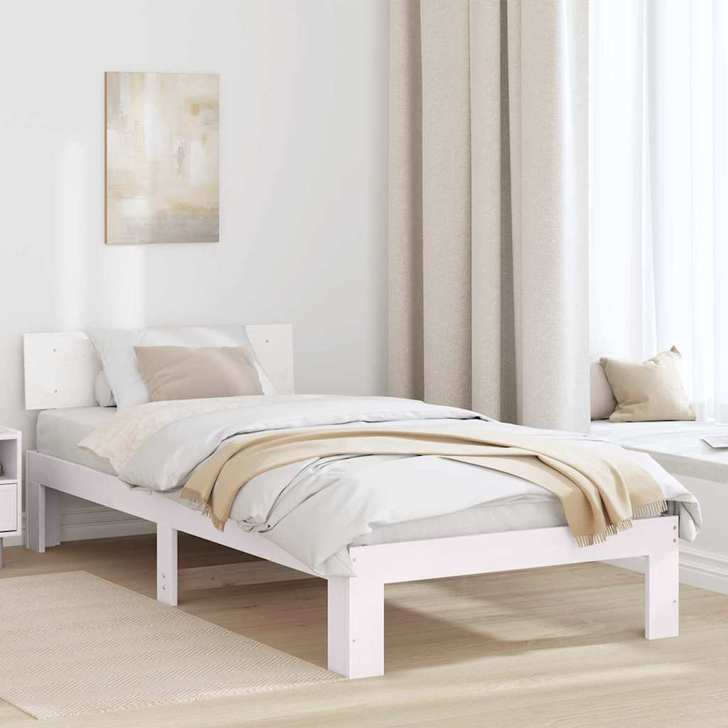 voodi raam peatoega Valge 80x200 cm Tugev männipuit