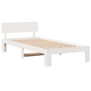 Rám postele s čelo Bílá 75 x 190 cm Masivní borové dřevo - obrázek 4