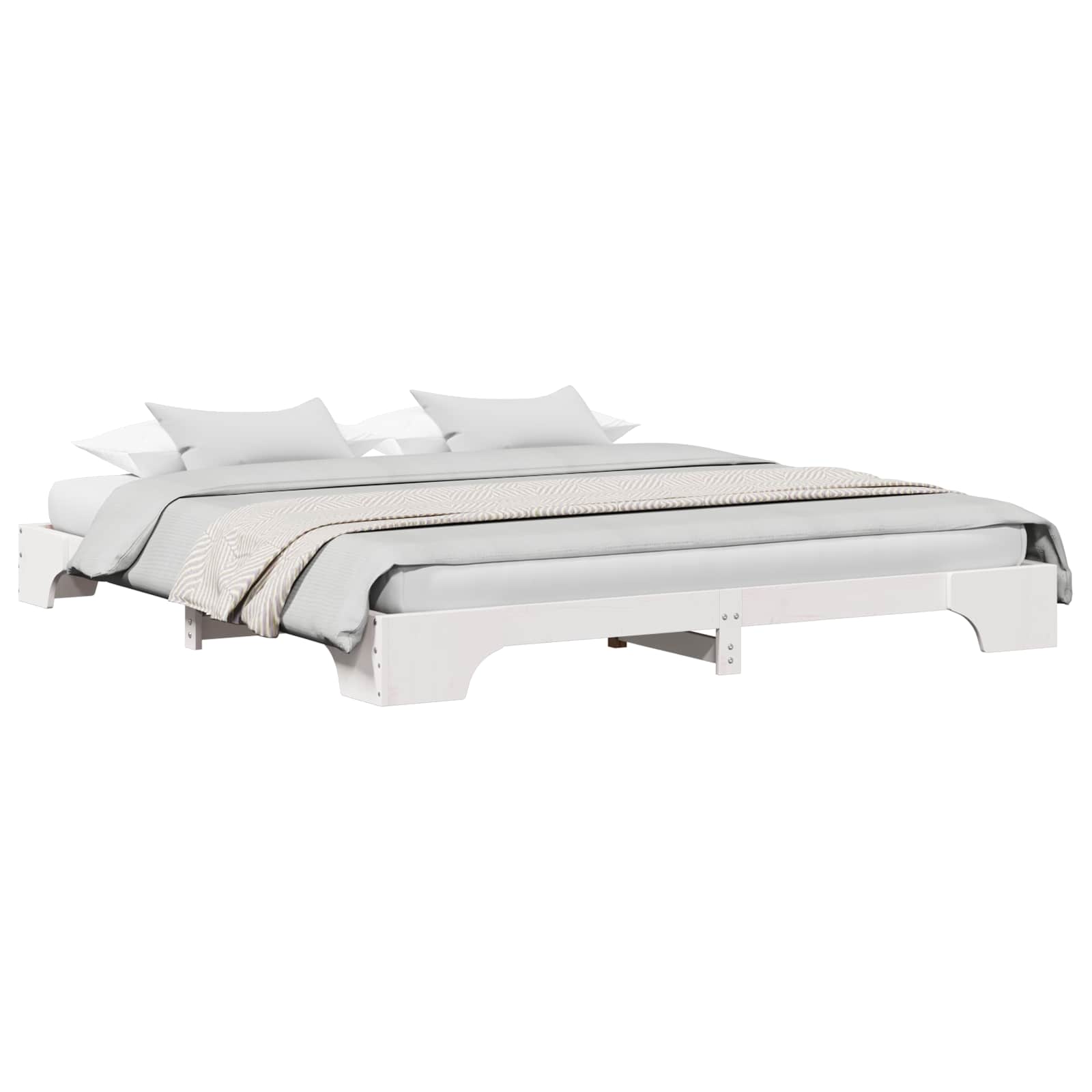 vidaXL Bedframe Wit 200 x 200 cm Massief grenenhout, foto 3