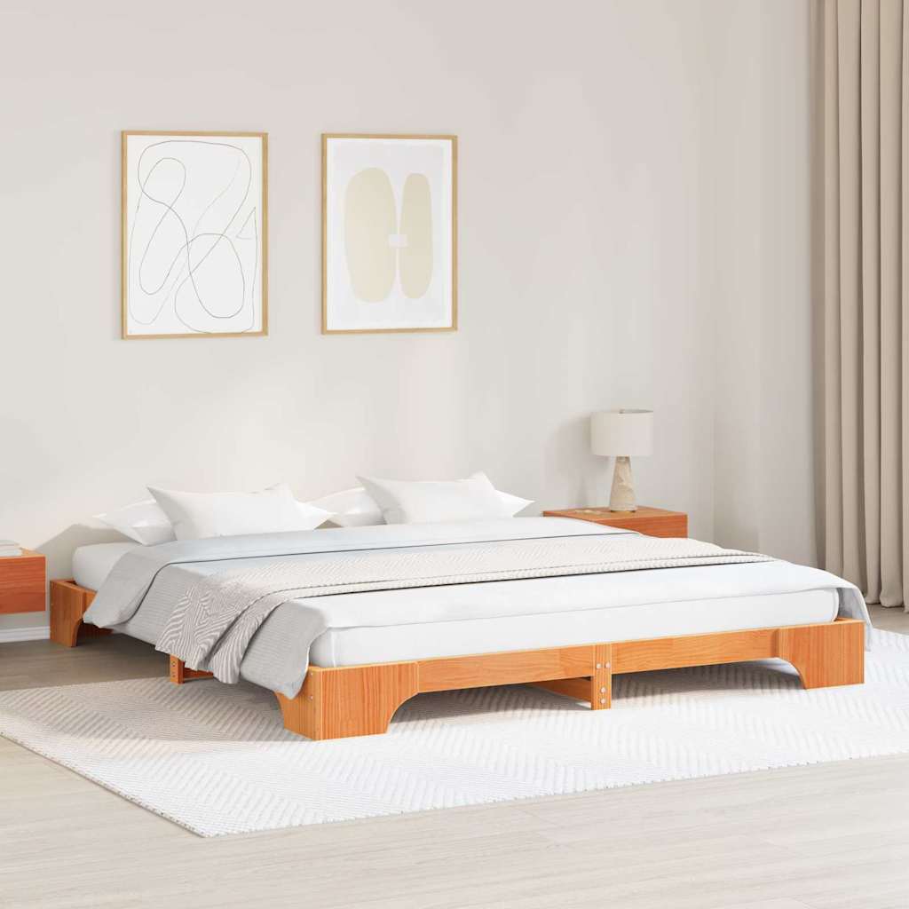 Voodi Raam Vahatatud pruun Tahke puit 200 x 200 cm Voodi Raam