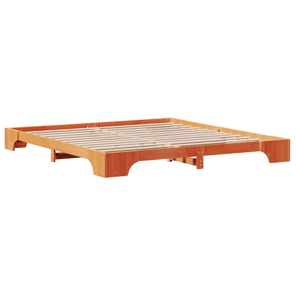  vidaXL Ágykeret Viaszbarna 207 x 207 x 17 cm Tömör fenyőfa akciós termékkép 1