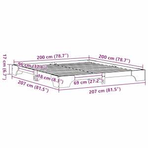 Rám postele Voskově hnědá 200 x 200 cm Masivní borové dřevo - obrázek 10
