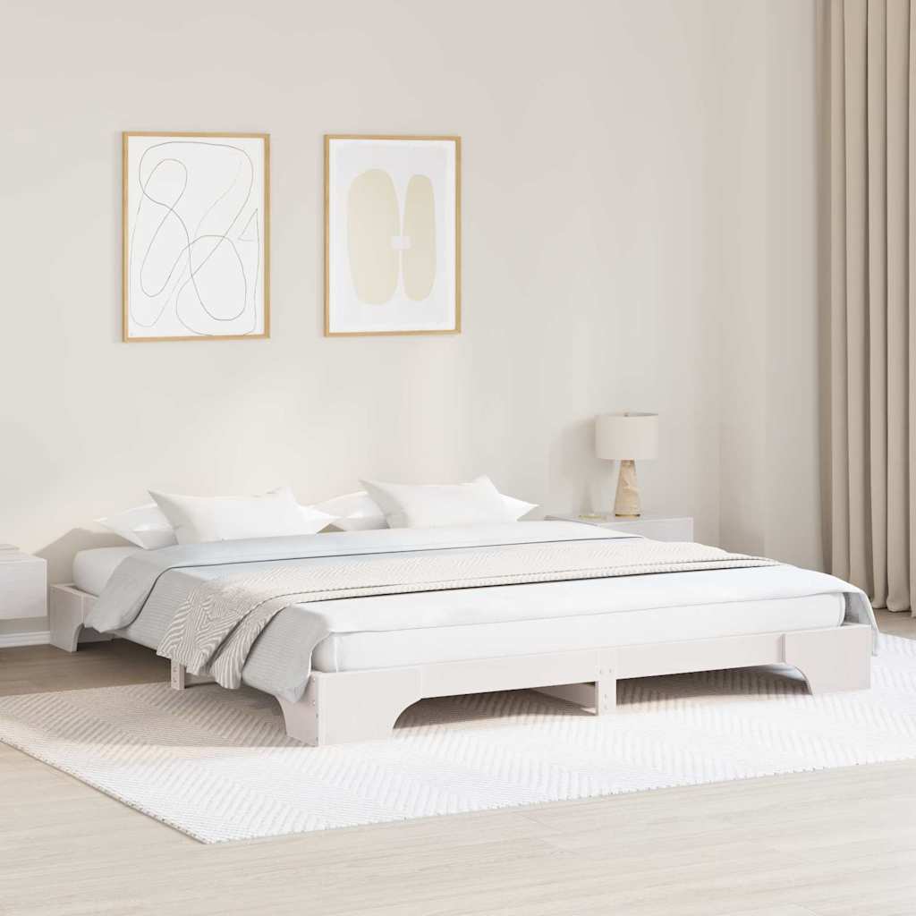 vidaXL Cadru de pat Alb 180x200 cm din lemn masiv de pin