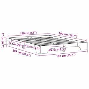Rám postele Přírodní 160 x 200 cm Masivní borové dřevo - obrázek 10