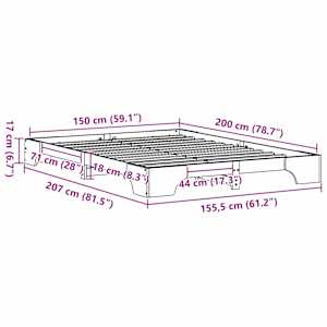 Rám postele Přírodní 150 x 200 cm Masivní borové dřevo - obrázek 10