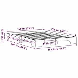 Rám postele Bílá 150 x 200 cm Masivní borové dřevo - obrázek 10