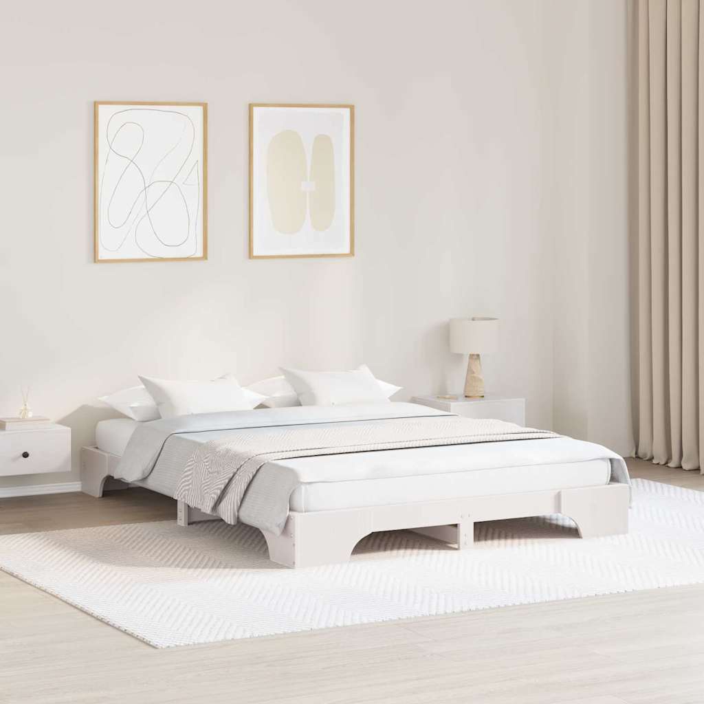 Voodiraam Valge Puit 140 x 200 cm Vastupidav