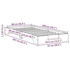 Rám postele Voskově hnědá 90 x 200 cm Masivní borové dřevo - obrázek 10