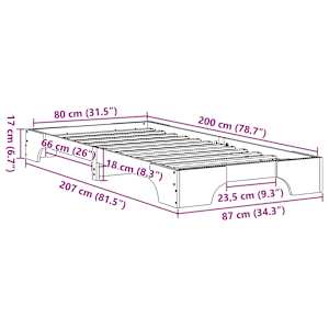Rám postele Přírodní 80 x 200 cm Masivní borové dřevo - obrázek 10