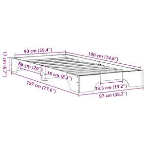 Rám postele Přírodní 90 x 190 cm Masivní borové dřevo - obrázek 10