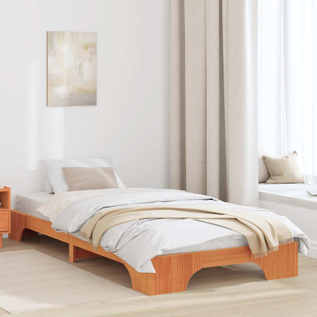 Voodiraam Vahatatud pruun Tugev puit 75 x 190 cm Voodiraam