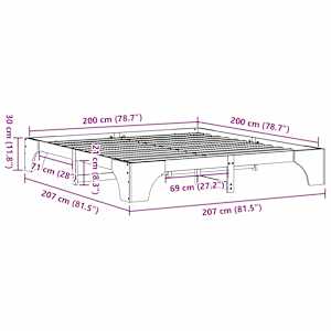 Rám postele Přírodní 200 x 200 cm Masivní borové dřevo - obrázek 10