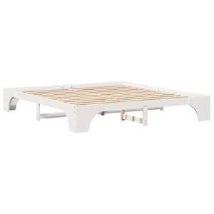 Rám postele Bílá 200 x 200 cm Masivní borové dřevo - obrázek 4