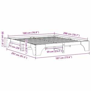Rám postele Přírodní 180 x 200 cm Masivní borové dřevo - obrázek 10