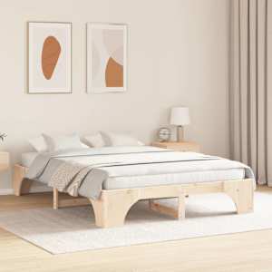 Rám postele Přírodní 160 x 200 cm Masivní borové dřevo - obrázek 3