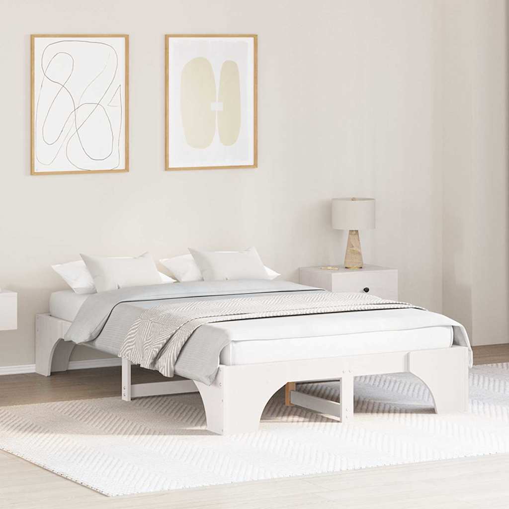 Voodiraam Valge Puit 120 x 200 cm Vastupidav Voodiraam