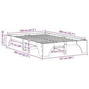 Rám postele Bílá 120 x 200 cm Masivní borové dřevo - obrázek 10
