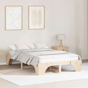 Rám postele Přírodní 140 x 190 cm Masivní borové dřevo - obrázek 1