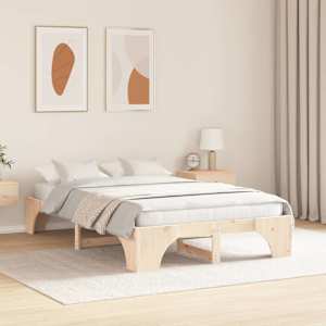 Rám postele Přírodní 140 x 190 cm Masivní borové dřevo - obrázek 3