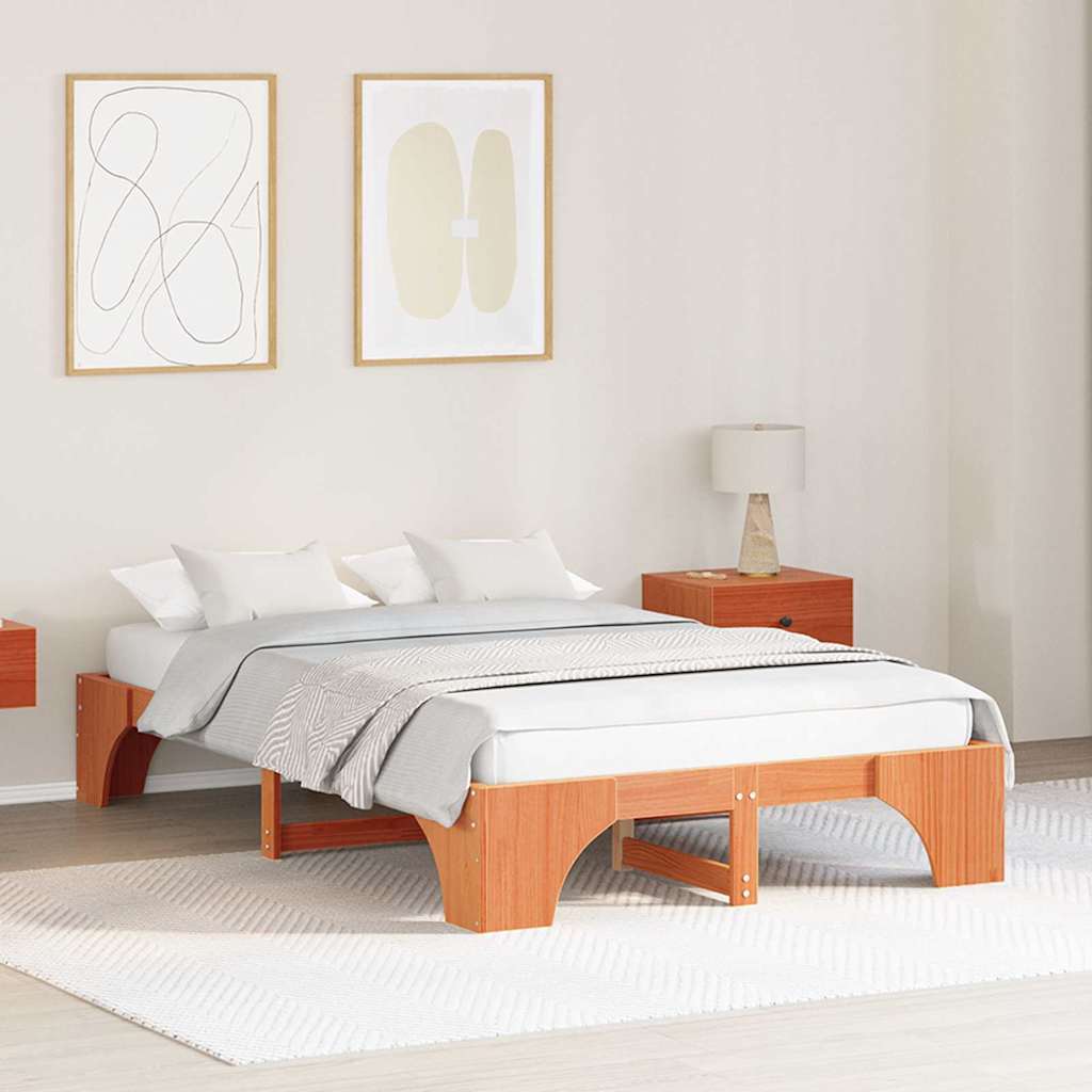 Puitvoodi raam Vahatatud pruun Solid puu 140 x 190 cm Vastupidav