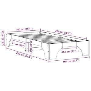 Rám postele Přírodní 100 x 200 cm Masivní borové dřevo - obrázek 10