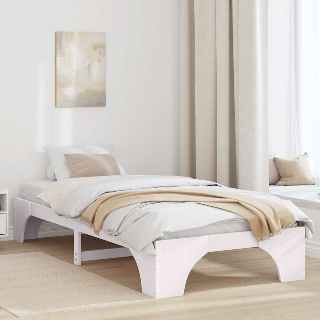 Voodi Raam Valge Puidust 100 x 200 cm Ristkülikuline