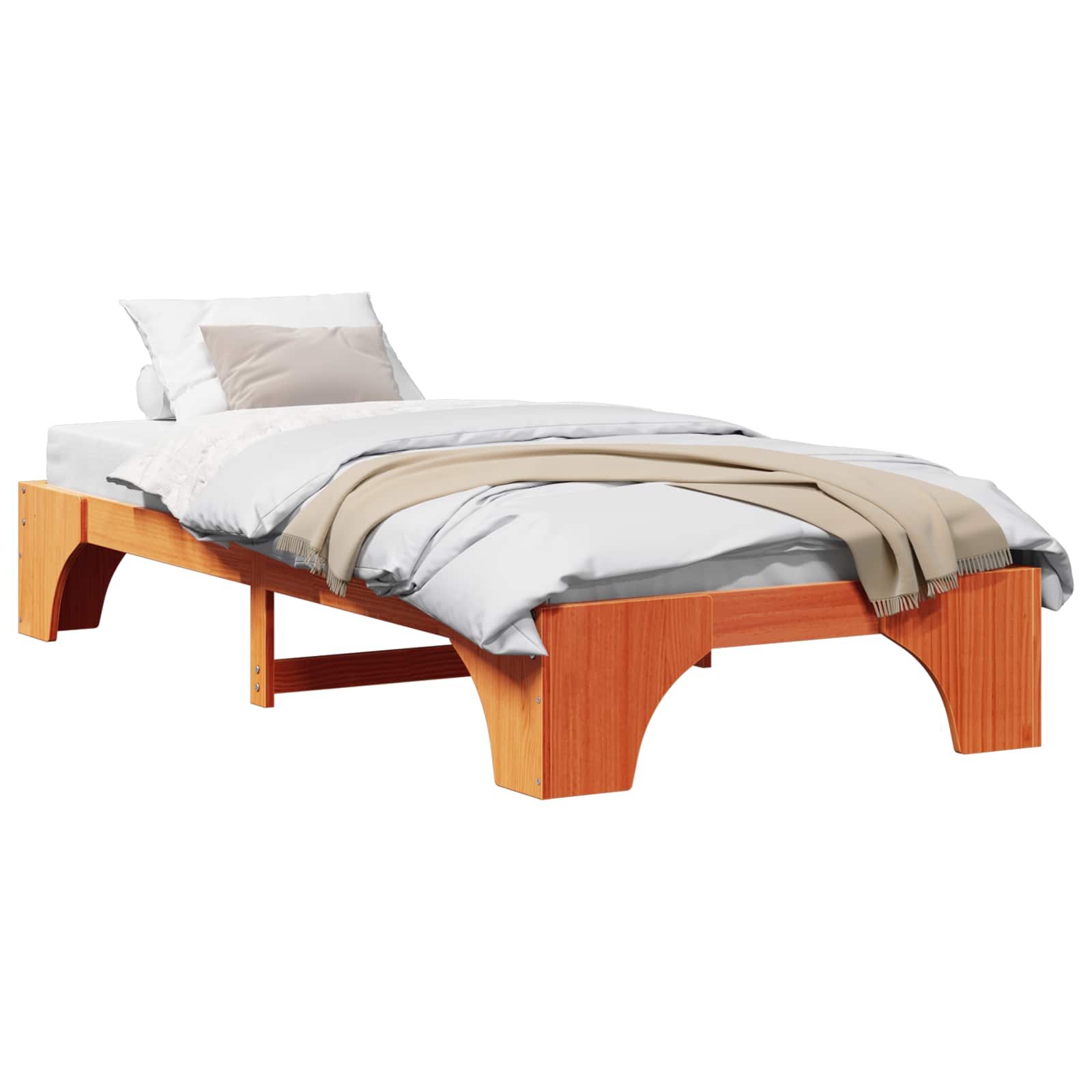 vidaXL Bedframe Wasbruin 80 x 200 cm Massief grenenhout bruin, foto 3