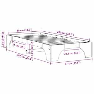 Rám postele Voskově hnědá 80 x 200 cm Masivní borové dřevo - obrázek 10