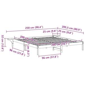 Rám postele Přírodní 200 x 200 cm Masivní borové dřevo - obrázek 10