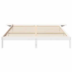 Rám postele Bílá 200 x 200 cm Masivní borové dřevo - obrázek 5