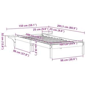 Rám postele Přírodní 100 x 200 cm Masivní borové dřevo - obrázek 10
