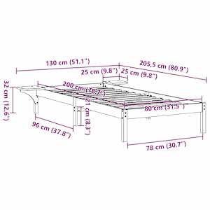 Rám postele Přírodní 80 x 200 cm Masivní borové dřevo - obrázek 10