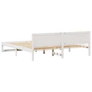 Rám postele s čelo Bílá 200 x 200 cm Masivní borové dřevo - obrázek 7