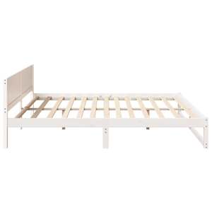 Rám postele s čelo Bílá 180 x 200 cm Masivní borové dřevo - obrázek 6