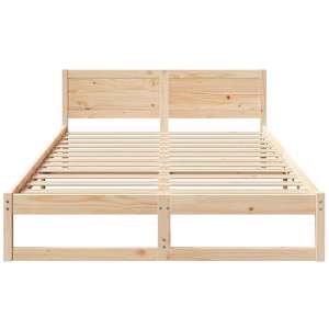 Rám postele s čelo Přírodní 160 x 200 cm Masivní borové dřevo - obrázek 5